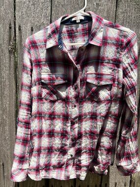 Kut from the Kloth Red, White & Black Plaid Shirt